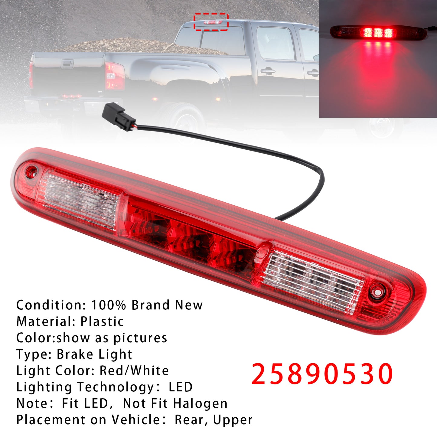 LED Third Brake Light For Chevy Silverado 2007-2013