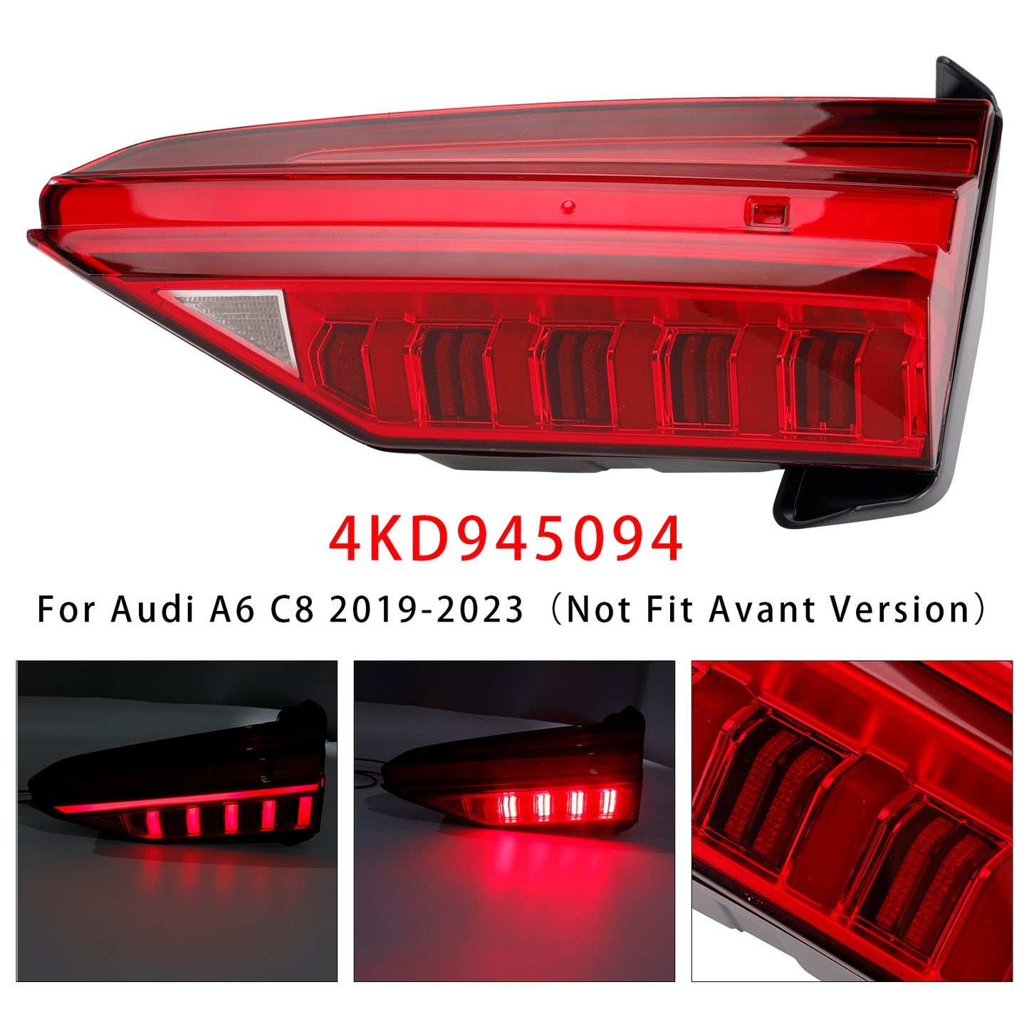 Right LED Inner Tail Light Assembly 4KD945094 For Audi A6 C8 2019-2023
