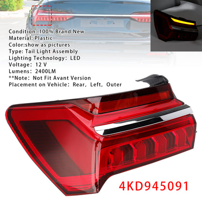 Left LED Outer Tail Light Assembly 4KD945091 For Audi A6 C8 2019-2023