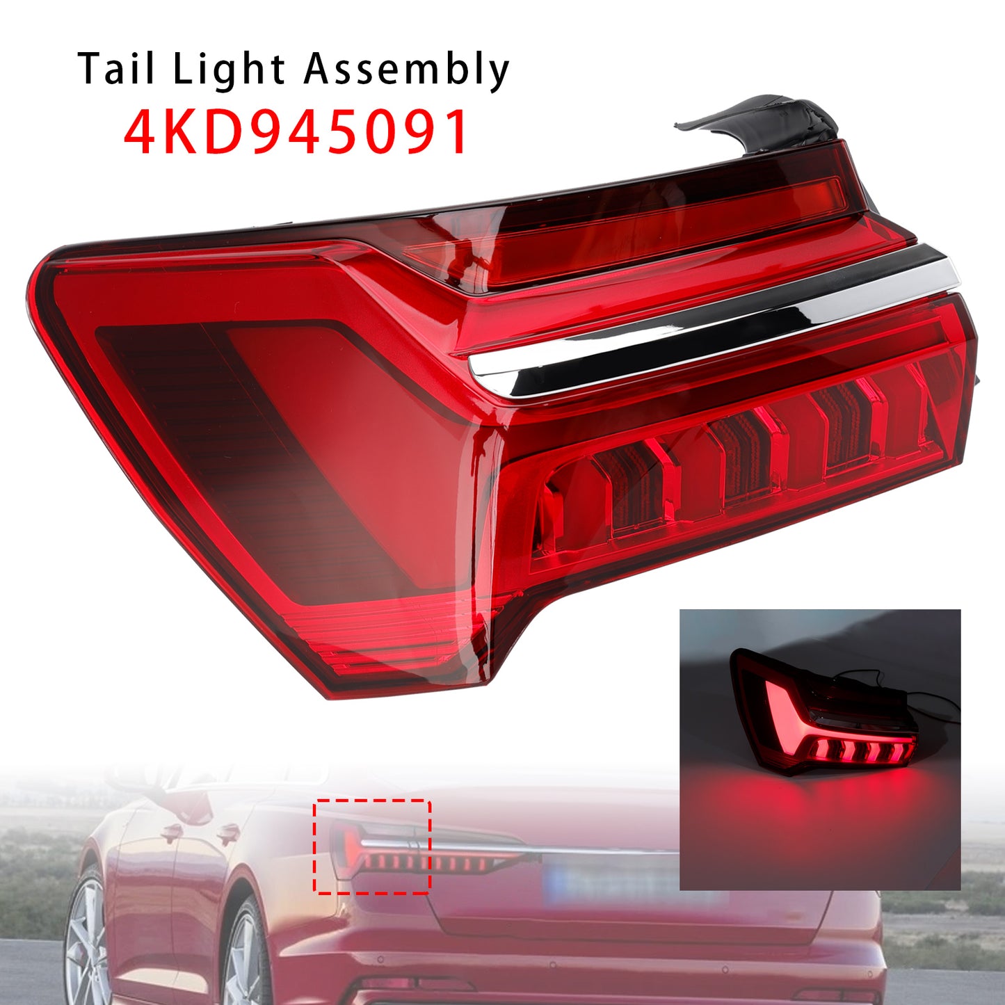 Left LED Outer Tail Light Assembly 4KD945091 For Audi A6 C8 2019-2023