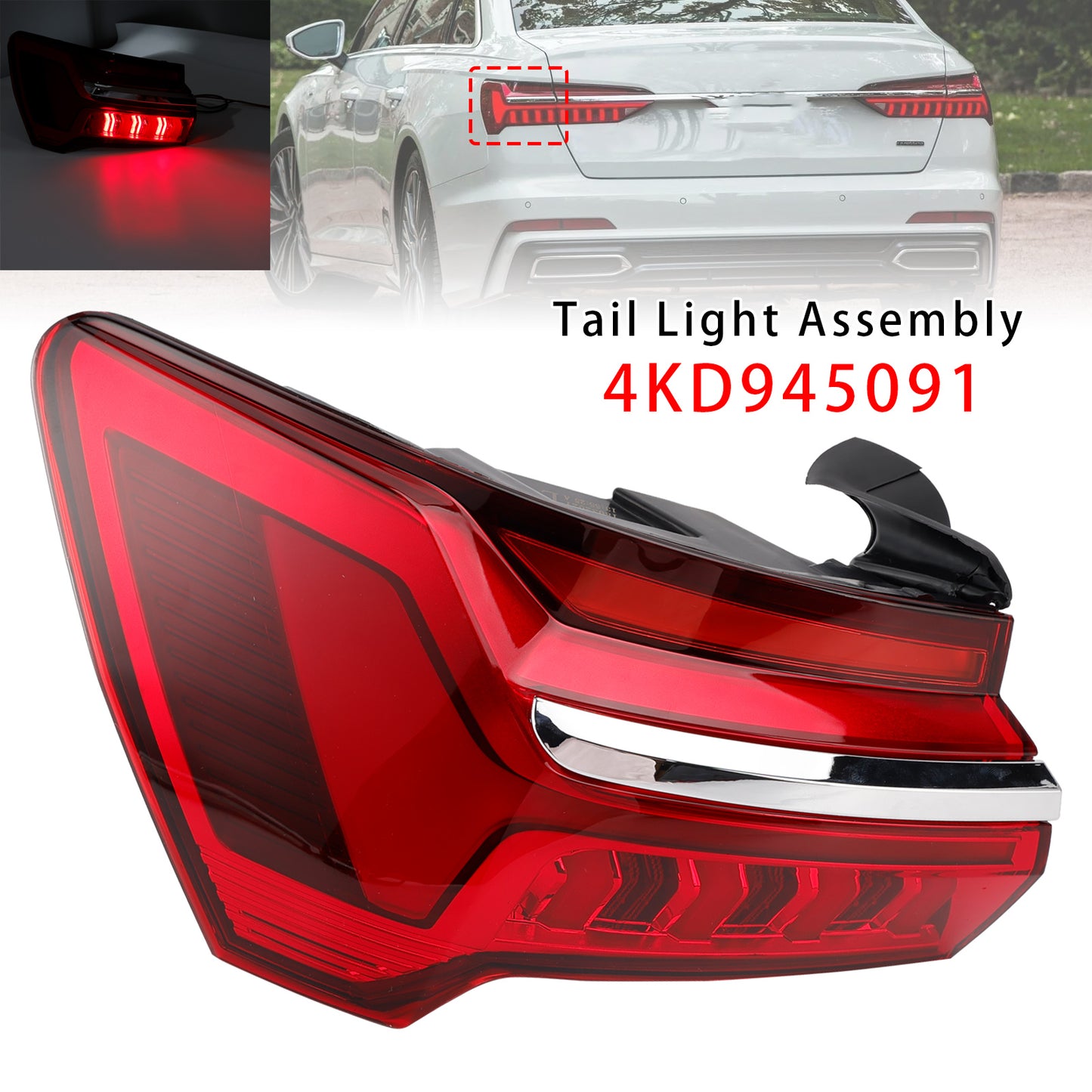 Left LED Outer Tail Light Assembly 4KD945091 For Audi A6 C8 2019-2023