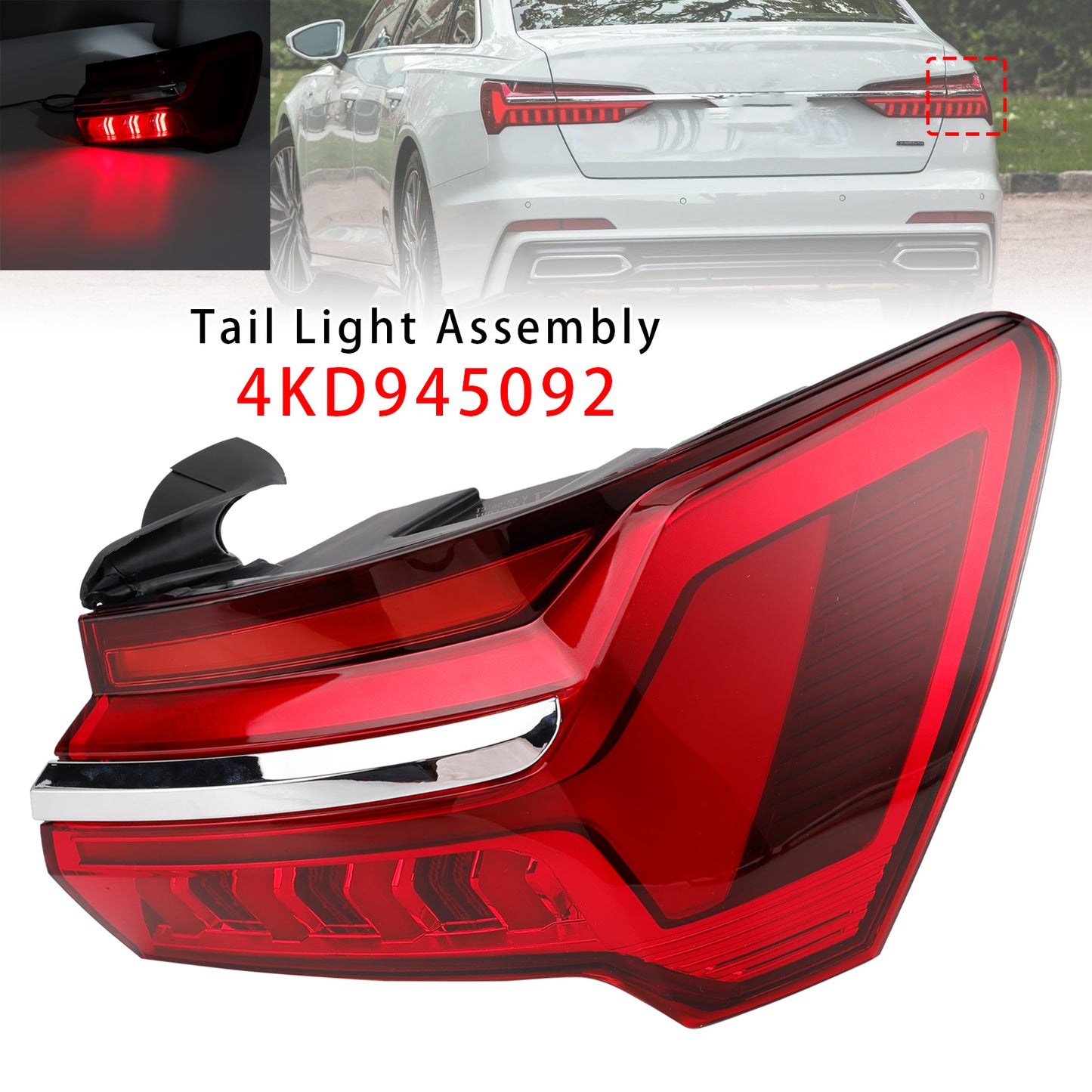 Right LED Outer Tail Light Assembly 4KD945092 For Audi A6 C8 2019-2023