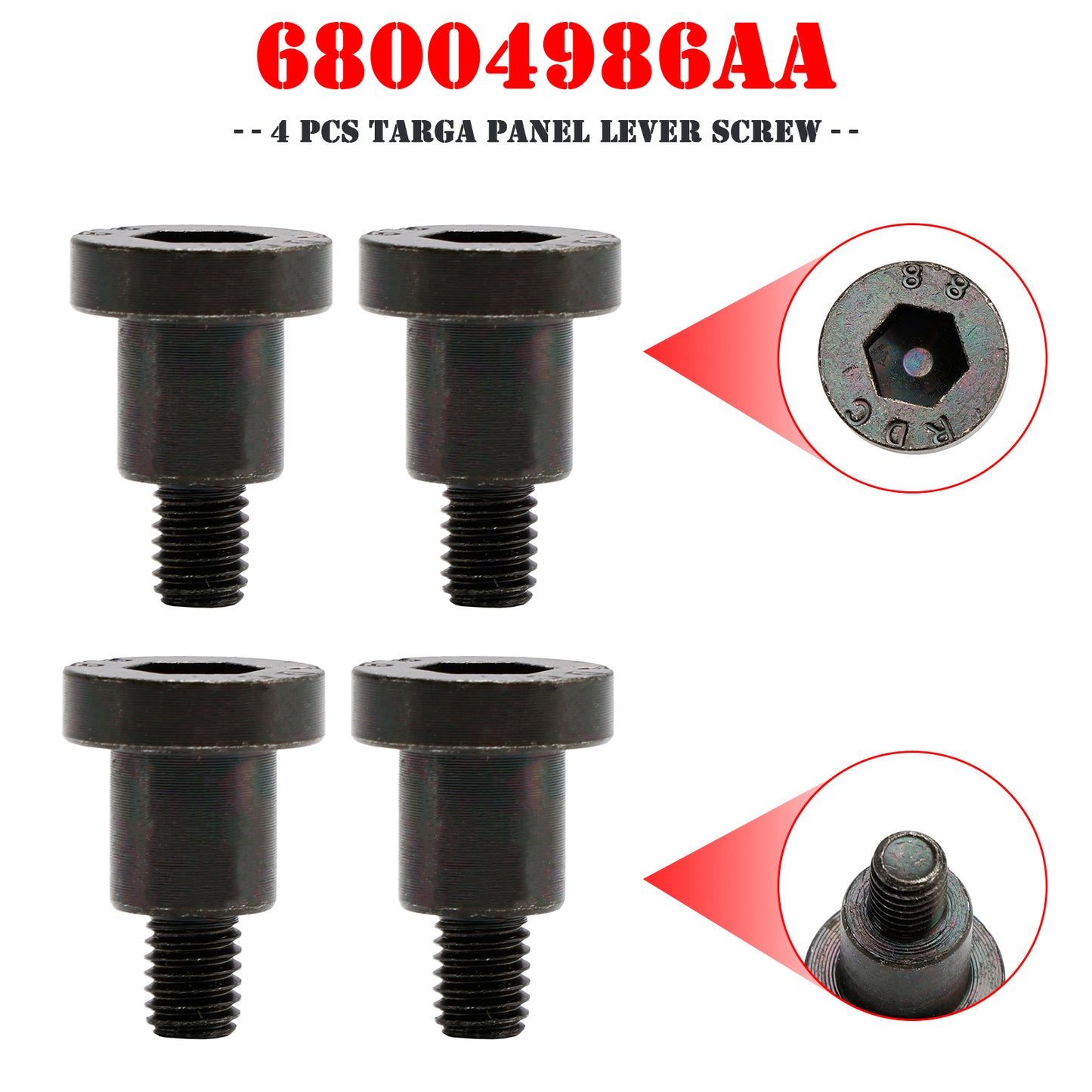 4 Pcs Targa Panel Lever Screw 68004986AA for Jeep Wrangler 2007-2017