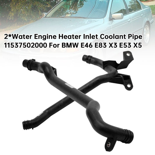 2*Water Engine Heater Inlet Coolant Pipe For BMW E46 E83 X3 E53 X5