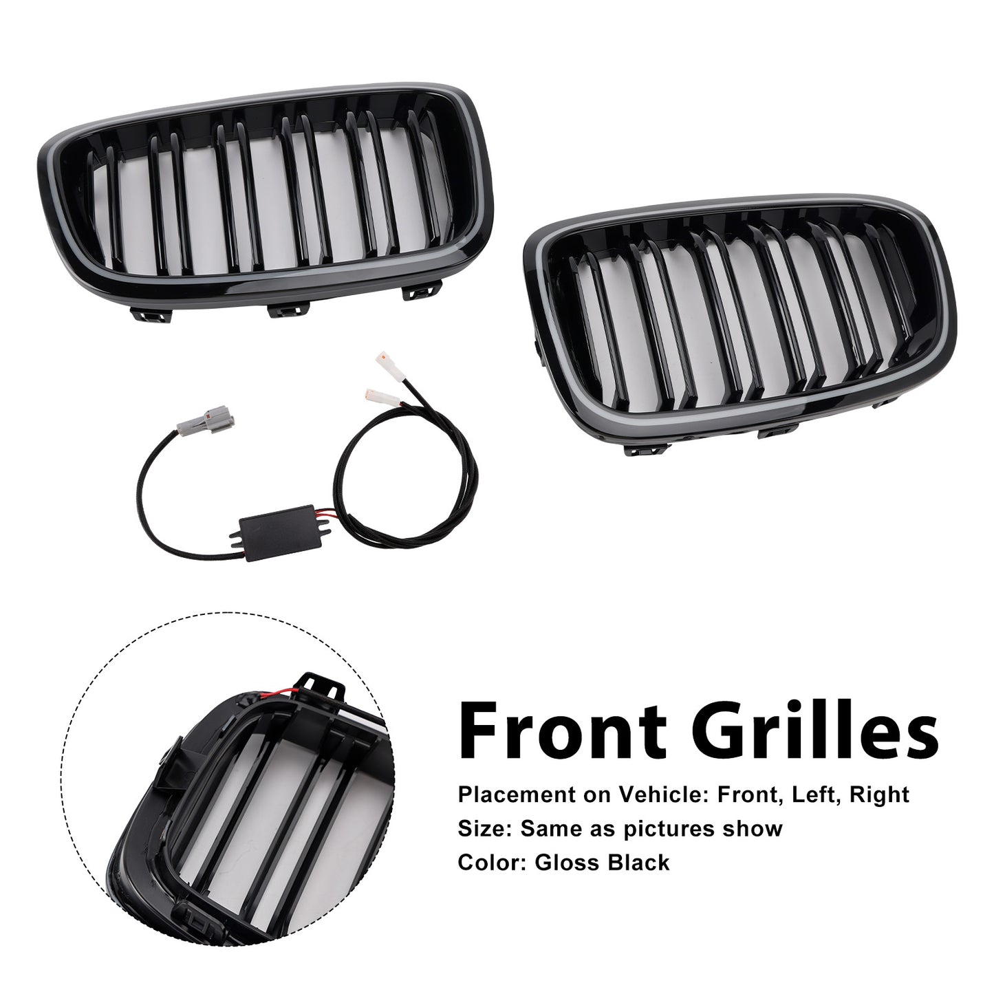2PCS Front Bumper Kidney Grille Grill Fit BMW 1 Series F20 F21 2012-2014