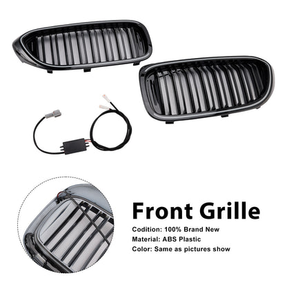 Gloss Black Double Slat Front Kidney Grille Fit BMW 5 Series G30 G31 2017-2020