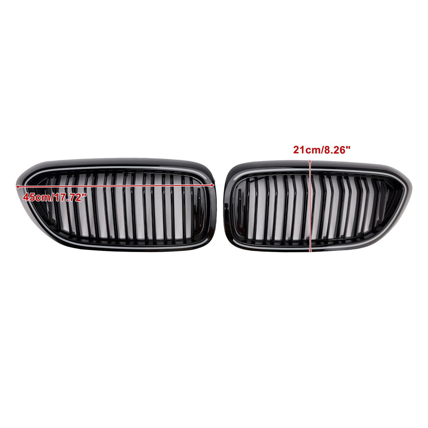 Gloss Black Double Slat Front Kidney Grille Fit BMW 5 Series G30 G31 2017-2020