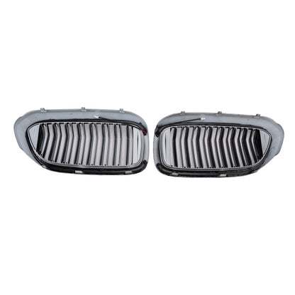Gloss Black Double Slat Front Kidney Grille Fit BMW 5 Series G30 G31 2017-2020