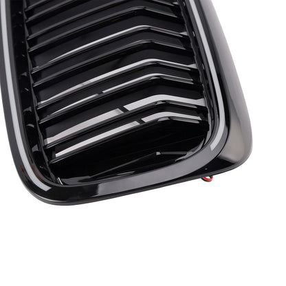 Gloss Black Double Slat Front Kidney Grille Fit BMW 5 Series G30 G31 2017-2020