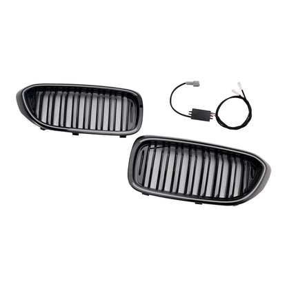 Gloss Black Double Slat Front Kidney Grille Fit BMW 5 Series G30 G31 2017-2020