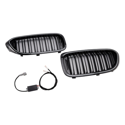 Gloss Black Double Slat Front Kidney Grille Fit BMW 5 Series G30 G31 2017-2020