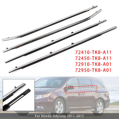 4PCS Weatherstrips Seal 72410-TK8-A11 Door Belt Molding For 2011-2017 Odyssey 72950-TK8-A01  72450-TK8-A11