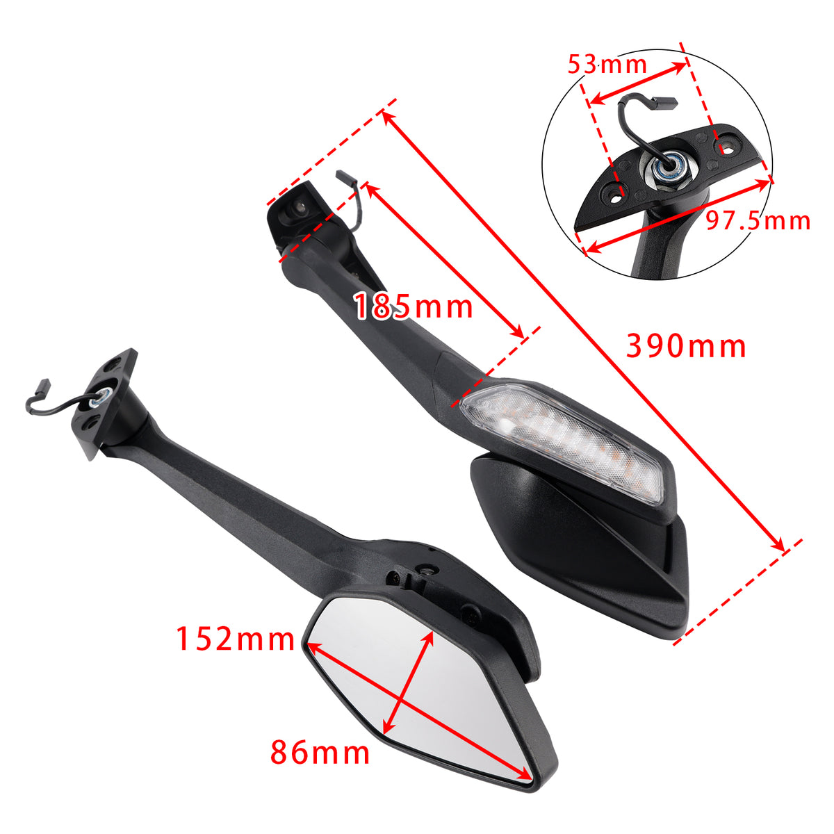 CFMoto 450SR 450SRS 450SS CF400-6 2022-2025 Rear View Mirror with Turn Signals