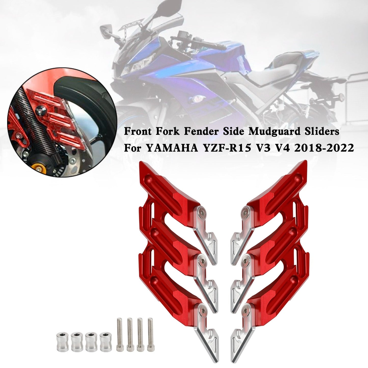 2018-2022 YAMAHA YZF-R15 V3 V4 CNC Front Fork Fender Side Mudguard Sliders