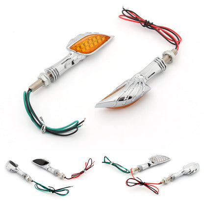 Universal Motorcycle Skeleton Hand LED Turn Signals Blinker Indicator Champoo