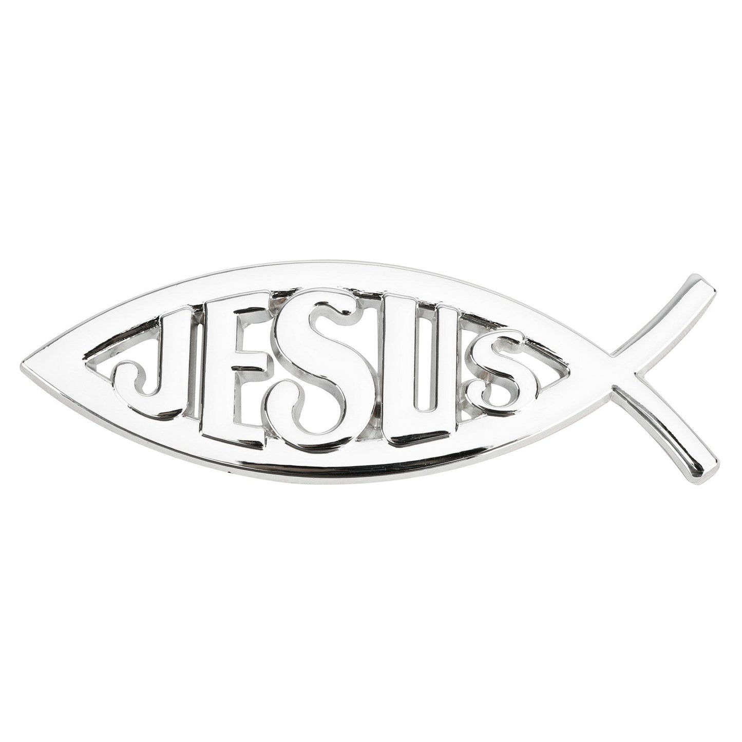 Jesus Christian Fish Symbol Silver 3D Car Decal Emblem Sticker Religious God