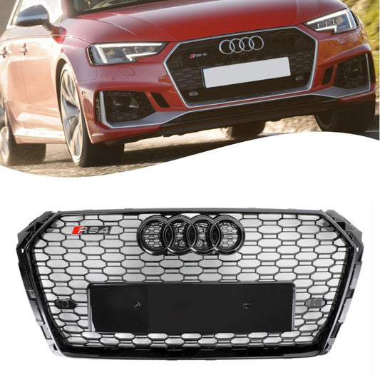 2016-19 Audi A4 A4 SLine S4 B9 Honeycomb RS4 Style Front Bumper Grille Gloss Black