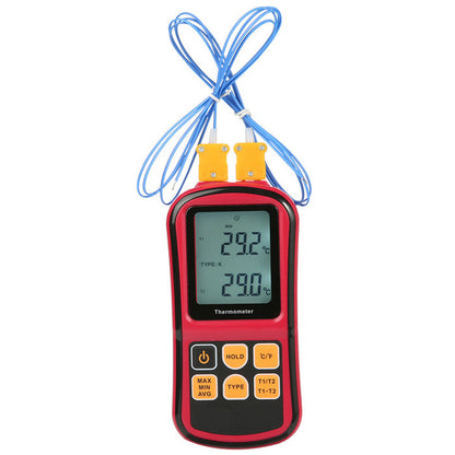 Digital Dual Channel Thermometer With 2 K-Type Thermocouple Sensor Tester
