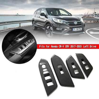Carbon Fiber Window Lift Switch Panel Cover Trim For Honda CR-V CRV 17-21