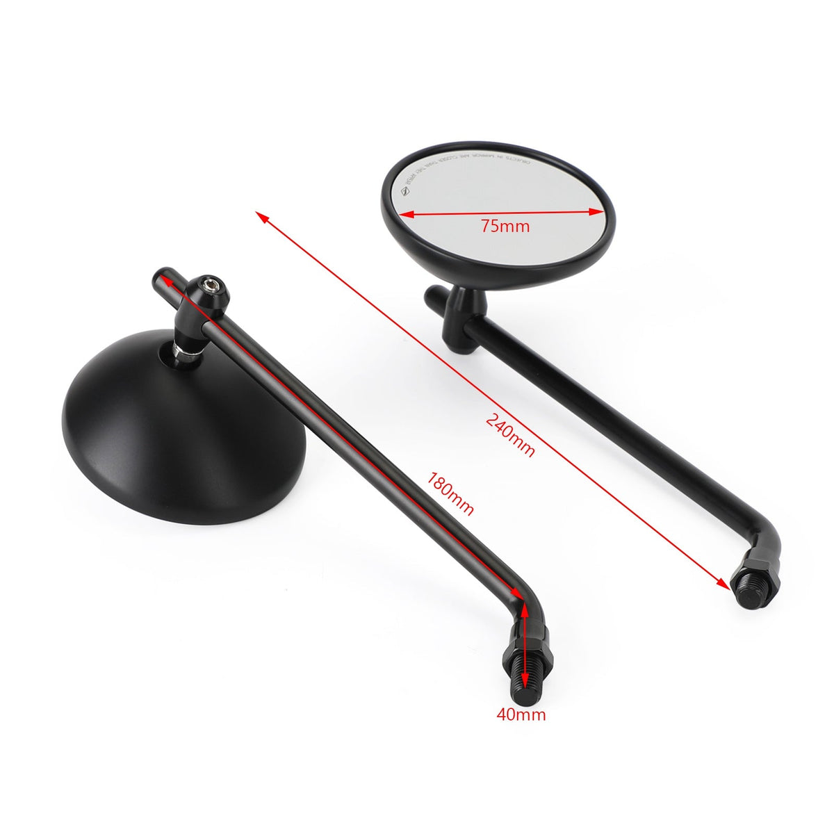 Classic Style Right & Left Black Mirror 10mm R/H For Honda CB Shadow Cruiser