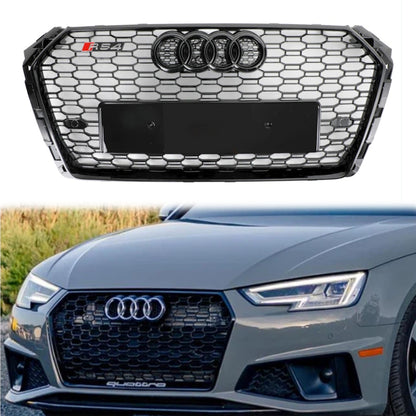 Audi A4/A4 S-Line/S4 B9 2016 2017 2018 2019 RS4 Style Front Bumper Grill Gloss Black Honeycomb Grill