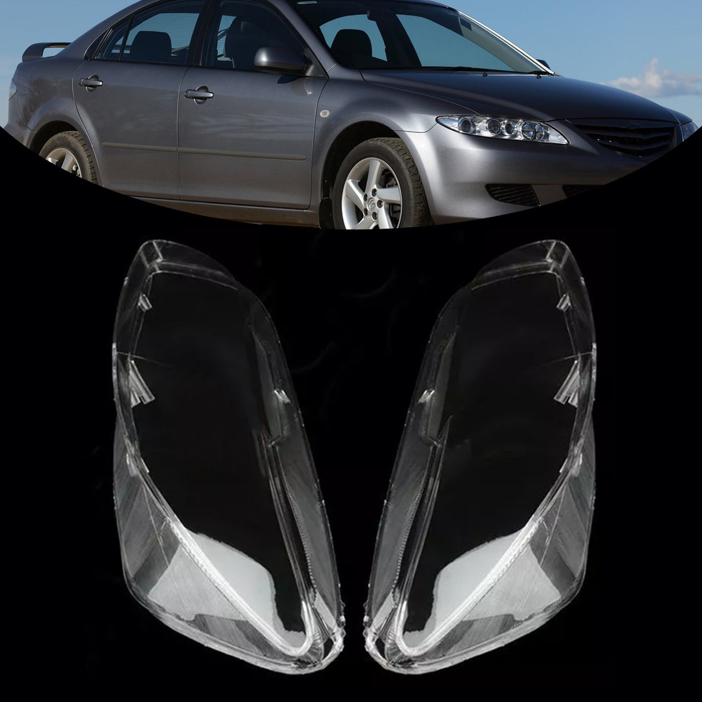 2003-2008 Mazda 6 2PCS Front Headlight Lens Cover Lampshade Left + Right ADP10786301S