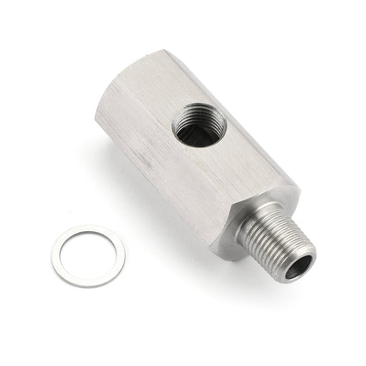 1/8" BSPT Oil Pressure Sensor Tee to NPT Adapter Turbo Supply Feed Line Mete
