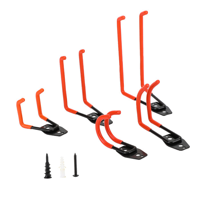 Double Wall Mount Garage Organization Tools 5PCS Heavy Duty Storage Hooks