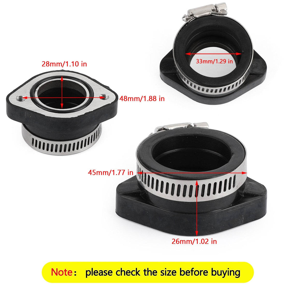 110 125 140 150 160cc Engine 2PCS 28mm INTAKE CARB BOOT FLANGE MANIFOLD INTAKE