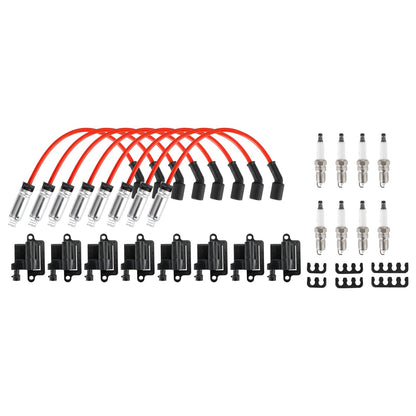 8 Pack Square Ignition Coil & Spark Plug Wire 12556893 12558693 For Chevy GMC 4.8L 5.3L 6.0L 8.1L