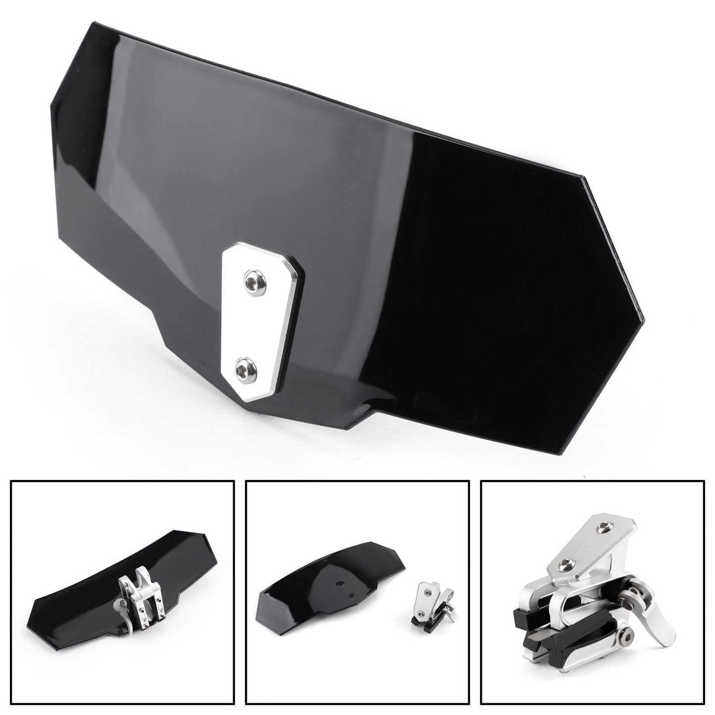 Honda Yamaha Suzuki Adjustable Windshield Extension Deflector Black