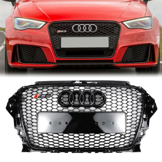 Audi A3 S3 RS3 Style Honeycomb Front Hood Bumper Grille Replacement Black 2013-2016