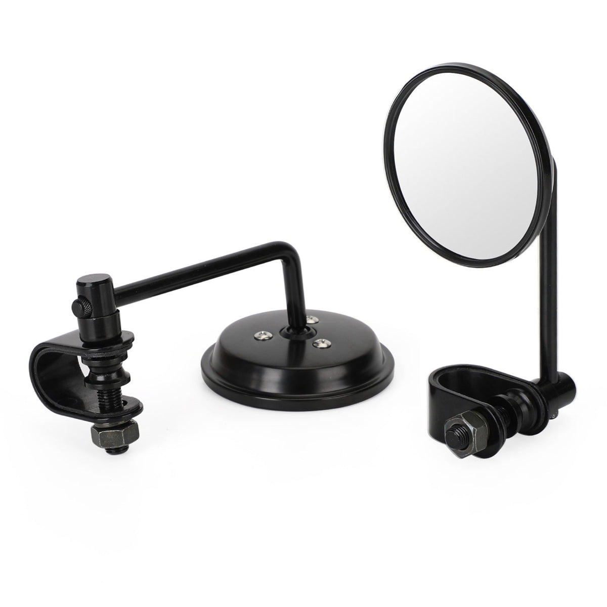 Cafe Racer Chopper Bobber PAIR Old style Clamp on Mirror 3" Round Mirrors