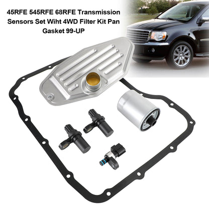 2002-2018 Dodge Pickup/RAM 1500 45RFE 545RFE 68RFE Transmission Sensors Set Wiht 4WD Filter Kit Pan Gasket 99-UP