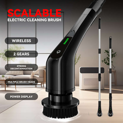 Electric Spin Scrubber Cleaning Brush W/4 Brush Heads for Cleaning Kitchen Window Sink Dish Grout Wall Bathtub Celling