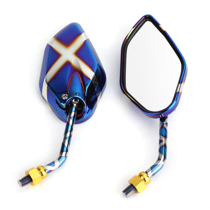 Burnt Titanium Side Rearview Mirrors 10mm M10 for Cafe Racer Custom Motorcycle