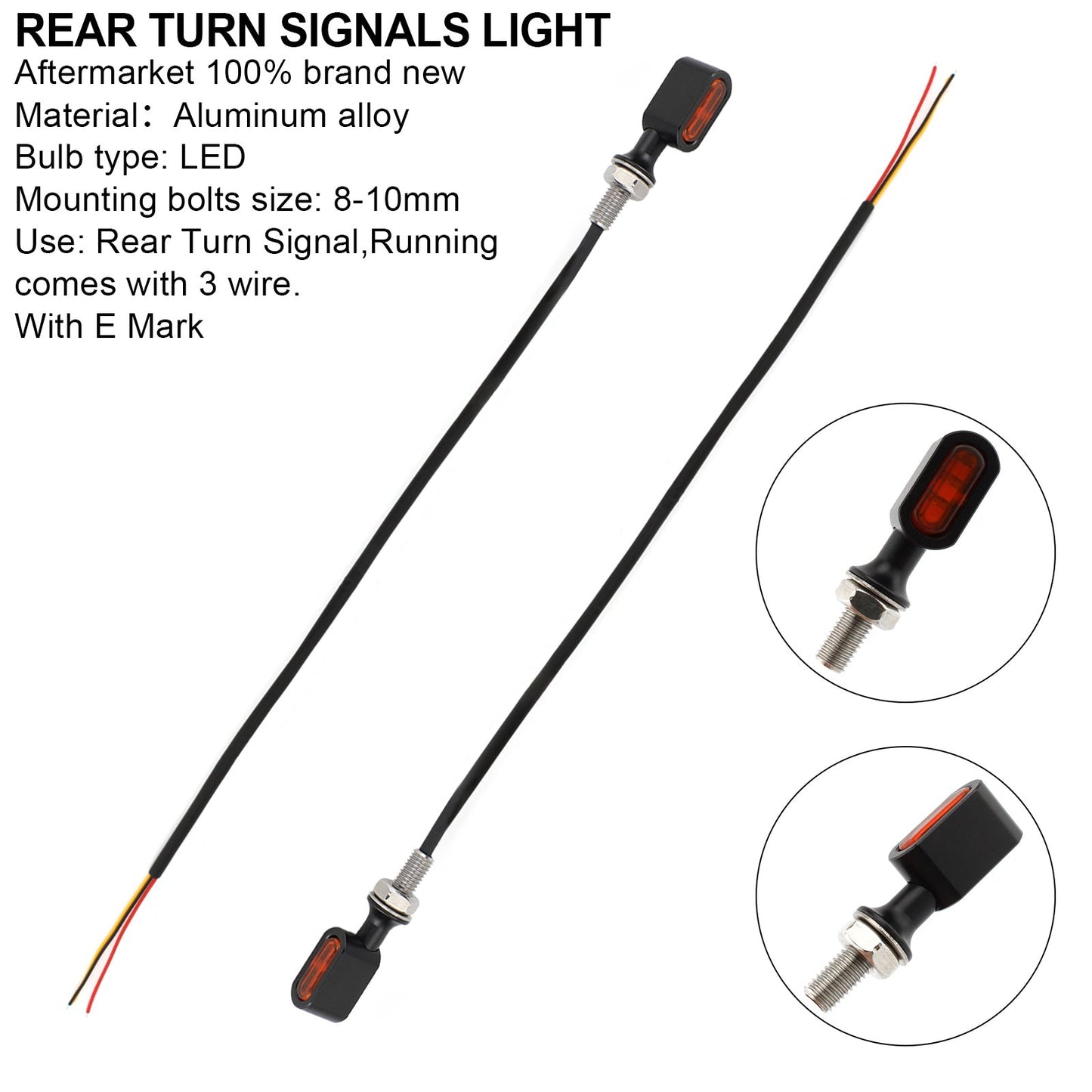 Sportster Touring Dyna Softail LED Rear Mini E Mark Turn Signal Indicator Champoo
