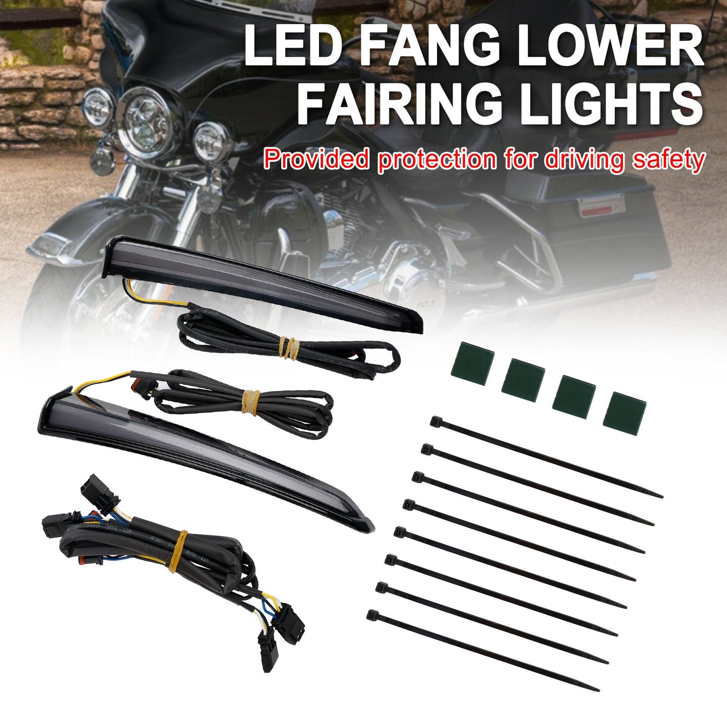 45801 LED Fang Lower Fairing Lights for Touring Road Glide 2014-2023 Champoo