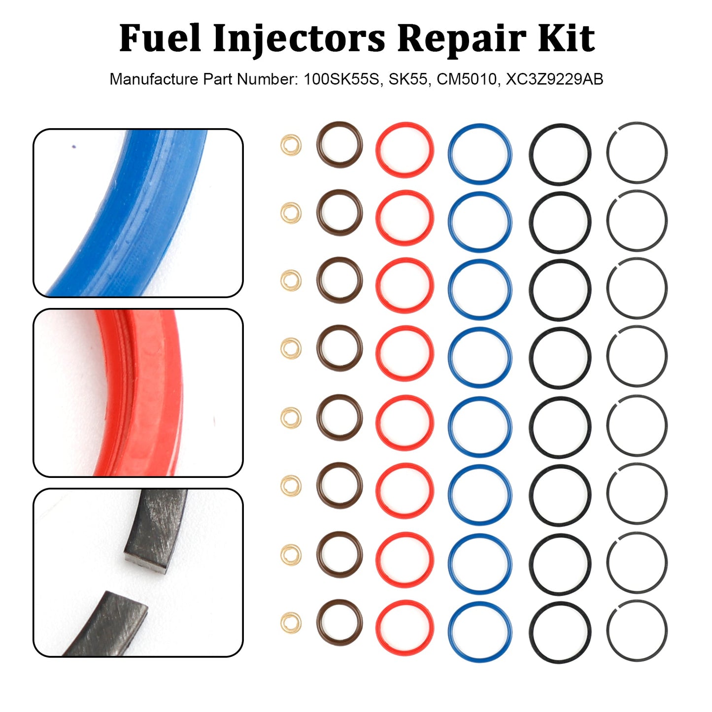 Ford 7.3L Power Stroke 8PCS Fuel Injector Repair Kit XC3Z9229AB CM5010 100SK55S SK55