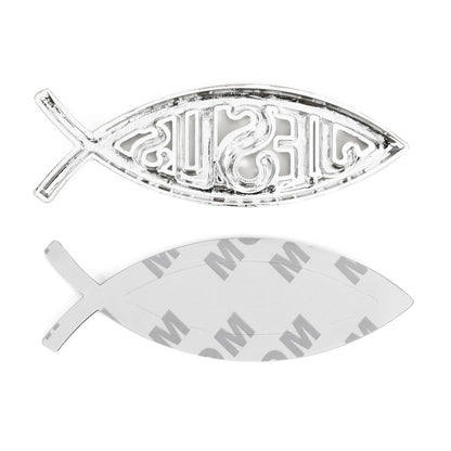 Jesus Christian Fish Symbol Silver 3D Car Decal Emblem Sticker Religious God