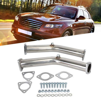2003-2006 Nissan 350Z Infiniti G35 FX35 2 Test Pipes Decat Non Reson Straight Exhaust Fedex Express