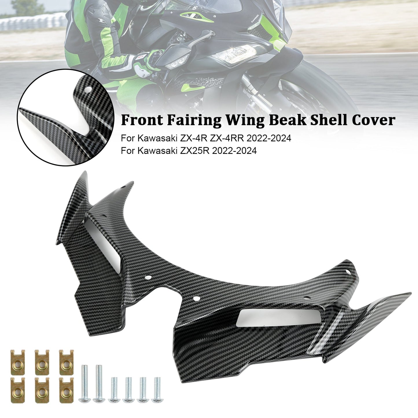Front Fairing Wing Beak Shell Cover For Kawasaki ZX4R ZX4RR ZX25R 22-24