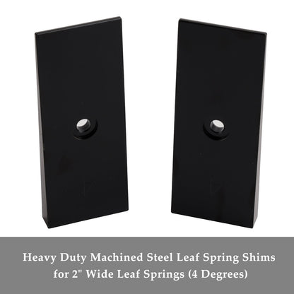 Heavy Duty Machined Steel Leaf Spring Shims for 2" Wide Leaf Springs (4 Degrees)