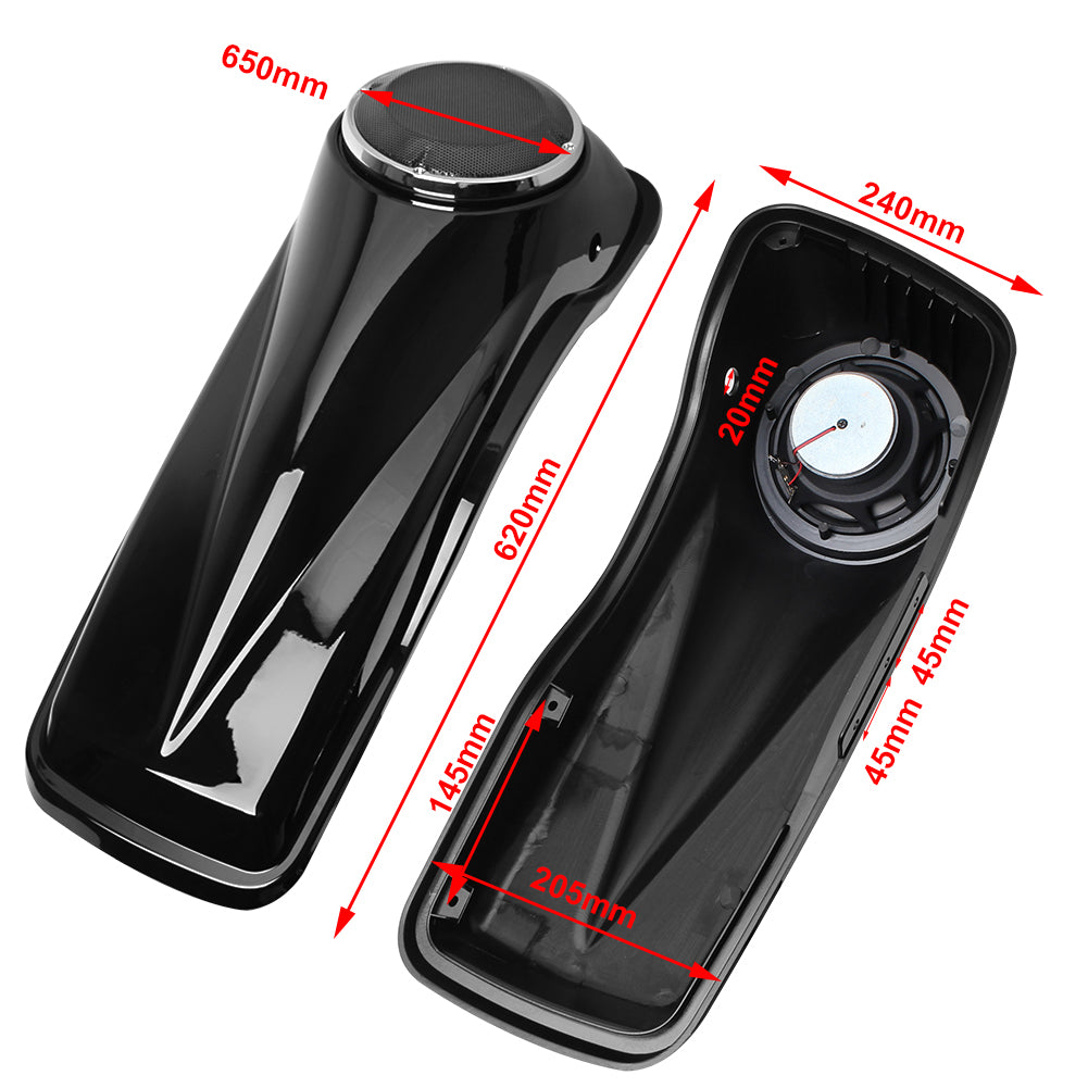 Black 6.5" Saddlebag Speaker Lids For Harley Touring Road King Glide 2014-2021