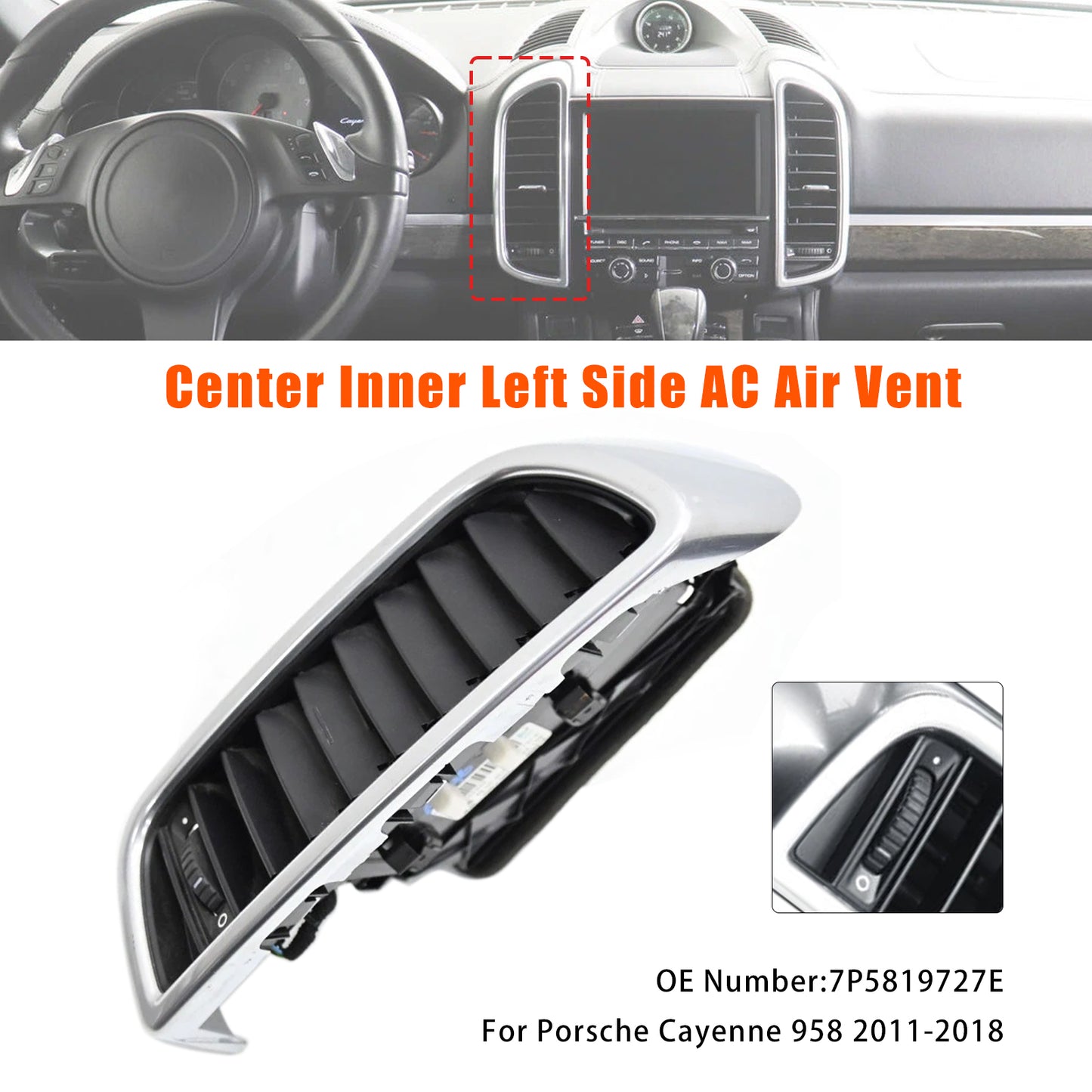 Center Dash A/C Air Vent 2011-2018 Porsche Cayenne 958 7P5819727E