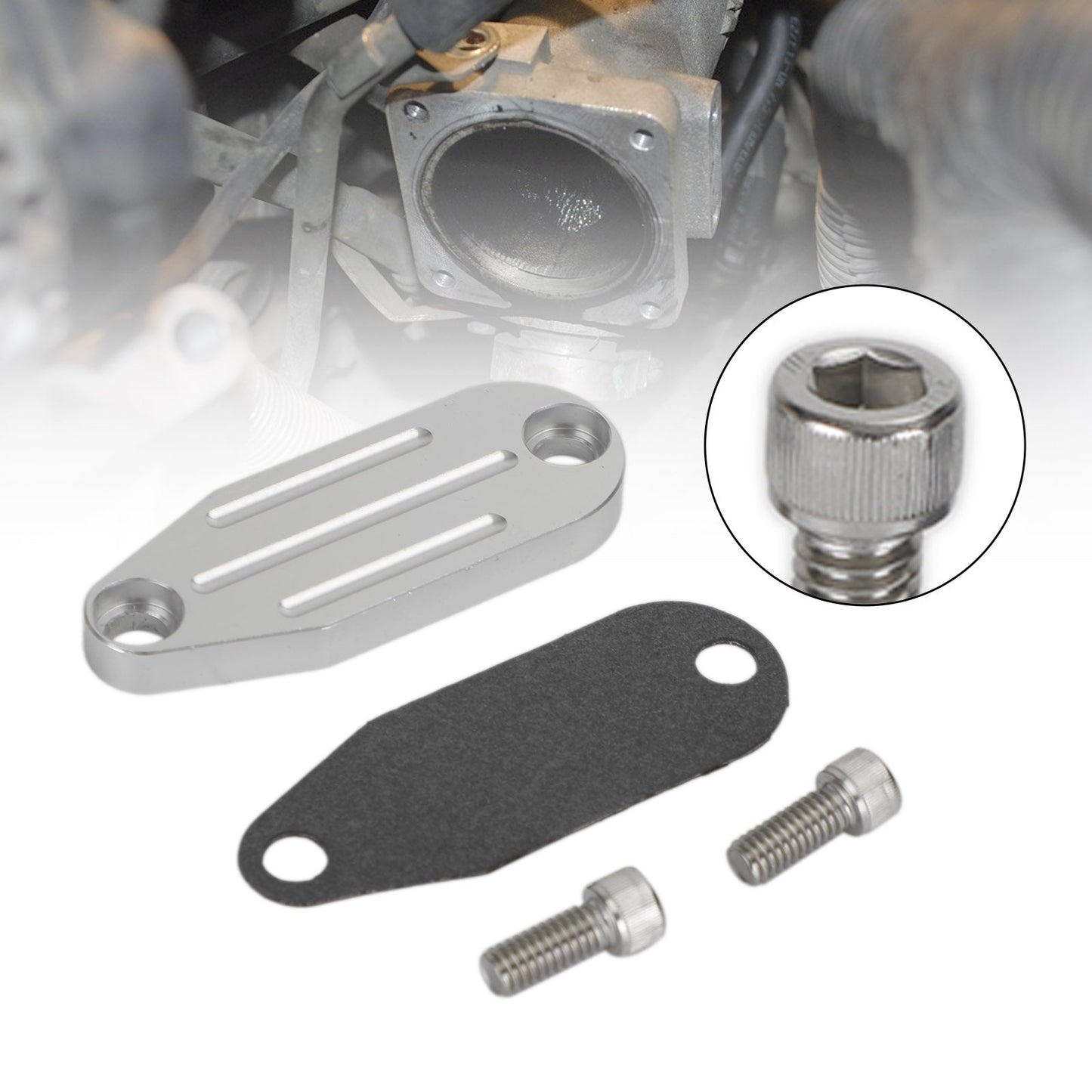 GM 2.0 2.2 2.5 2.8 3.0 3.8 4.3 4.9 5.0 5.7 6.6 7.4 8.2 EGR Delete Plug Block Off Plate Kit