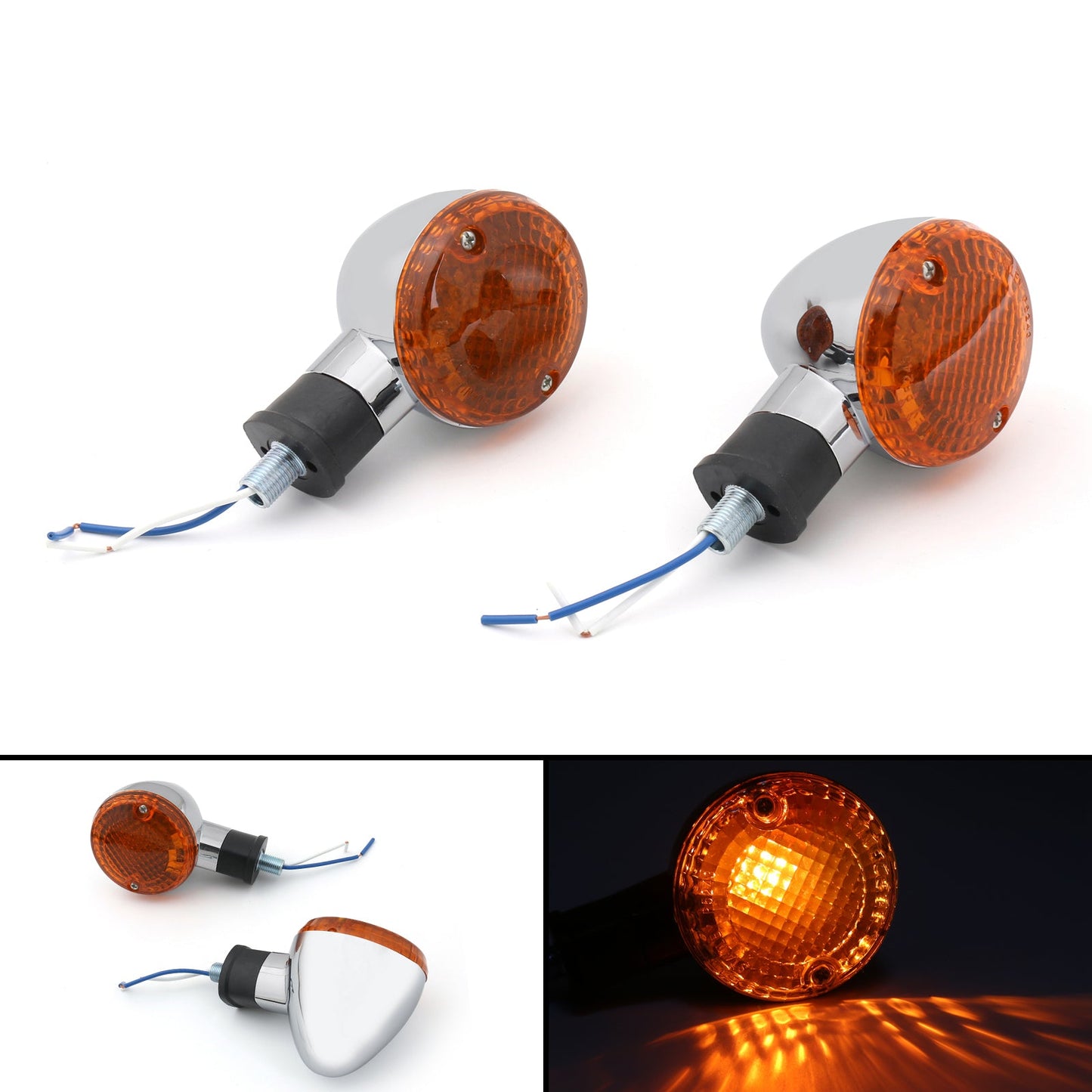 Turn Signal Bullet Lights Motor For Kawasaki Vulcan 800 Yamaha Road Star Champoo