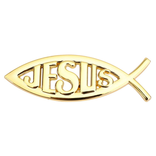 3D Car Decal Emblem Sticker Religious God For Jesus Christian Fish Symbol Gold