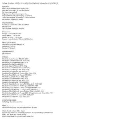 Moto Guzzi Bellagio 940 2010-2011 Voltage Regulator