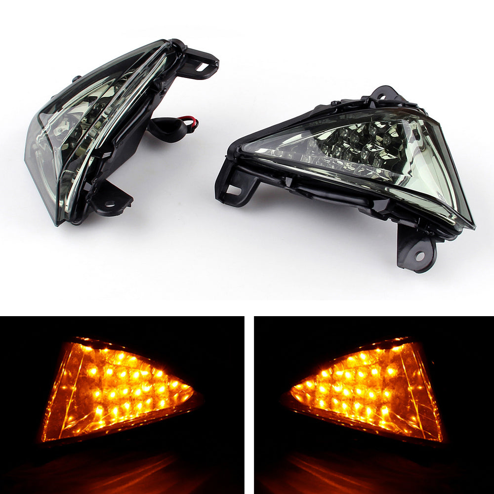 Front LED Turn Signals Blinker Indicator For Kawasaki Z750 Z1000 2007-2009 Smoke Champoo